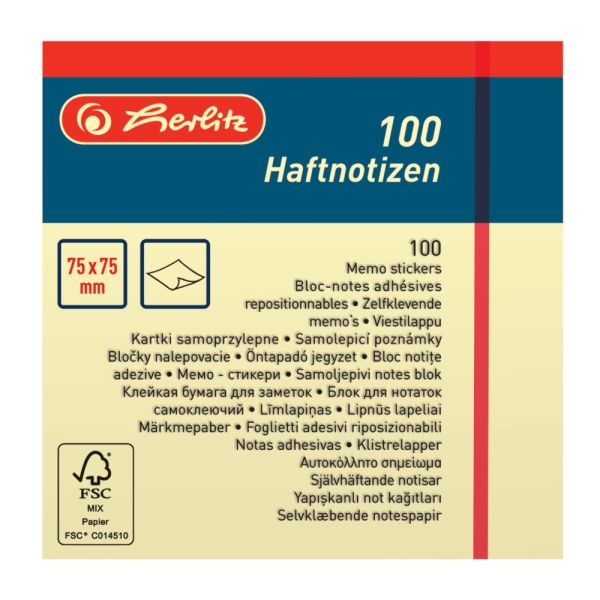VIESTILAPPU 75X75 MM 100 KPL KELTAINEN HERLITZ KUTISTE