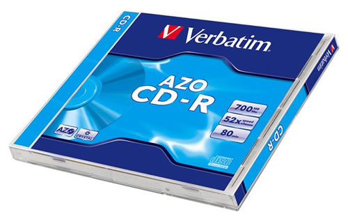 CD-R AZO CRYSTAL 1 KPL, 52X 700 MB VERBATIM