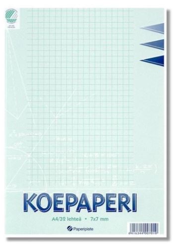 KOEPAPERI A4 7X7 MM 16 ARKKIA x A3, 32 LEHTEÄ