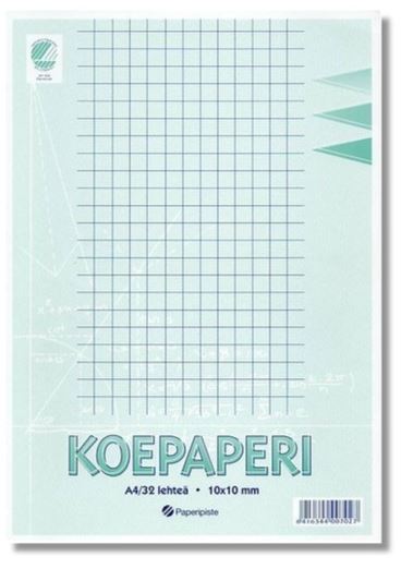 KOEPAPERI A4 10X10 MM 16 ARKKIA/ 32 LEHTEÄ