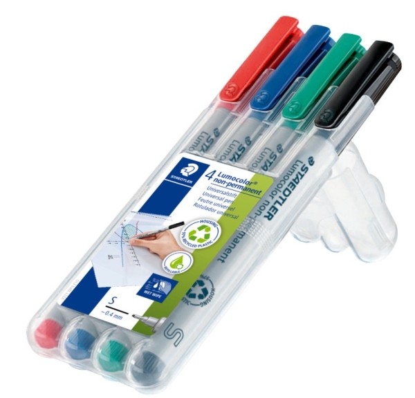 MERKINTÄTUSSI 0,4 MM S VESILIUKOINEN 4KPL STAEDTLER 311 WP4