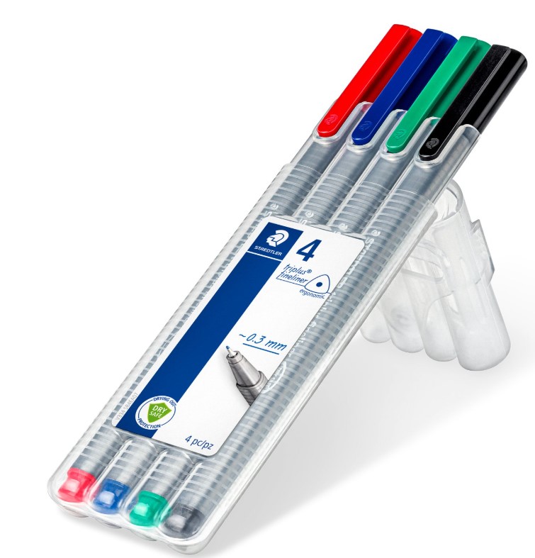 KUITUKÄRKIKYNÄ 0,3 MM 4 VÄRIÄ TRIPLUS STAEDTLER