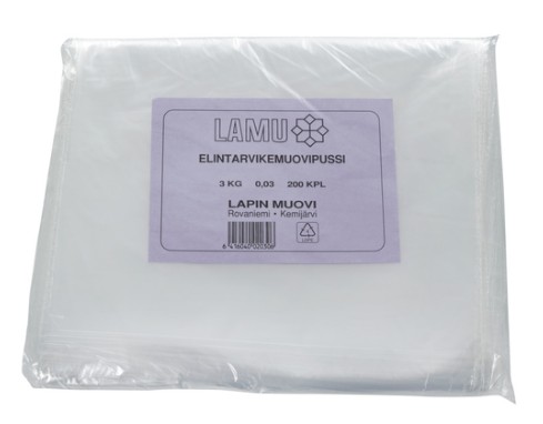 Muovipussi elintarvikehyväksytty 3 kg 25x39cm 30my 200 kpl