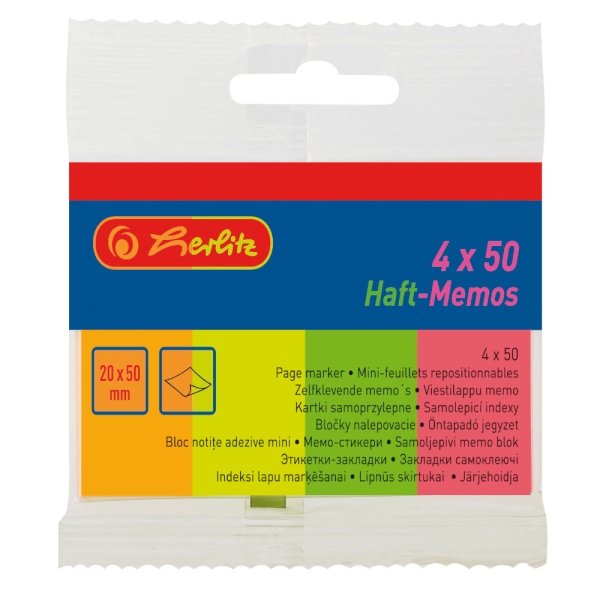 TEIPPIMERKKI 20X50 MM 4X50 KPL PAPERI NEON RIPUSTUSPAKKAUS