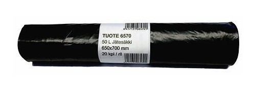 JÄTESÄKKI 50L MUSTA 40MY /20 kpl