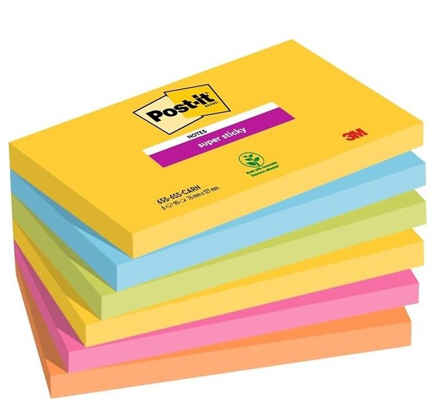 Viestilappu Carnival 76X127mm /6 x 90 lappua, Super Sticky, Post-it
