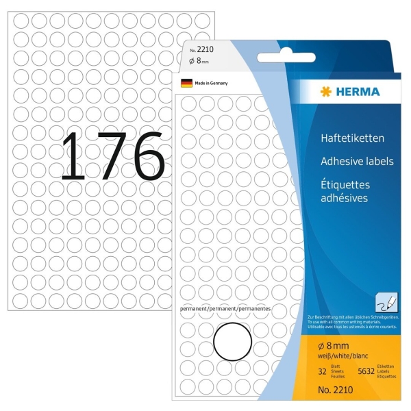 Etiketti 2210 pyöreä 8 mm 5632tarraa, Herma