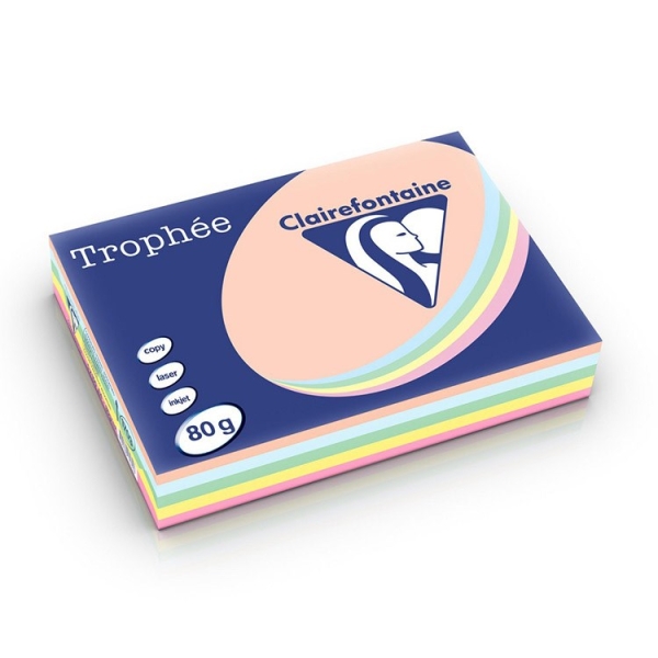 Kopiopaperi A4 80g 500 arkkia värilajitelma pastelli, 5 väriä Trophee 1703
