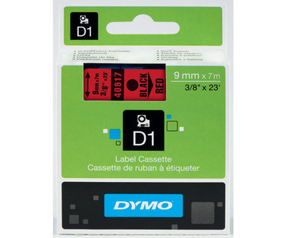 Dymo D1 9MMX7M MUSTA/PUNAINEN 40917/S0720720