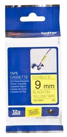 BROTHER 9MM TZE-FX621 MUSTA/KELT. FLEXI P-TOUCH