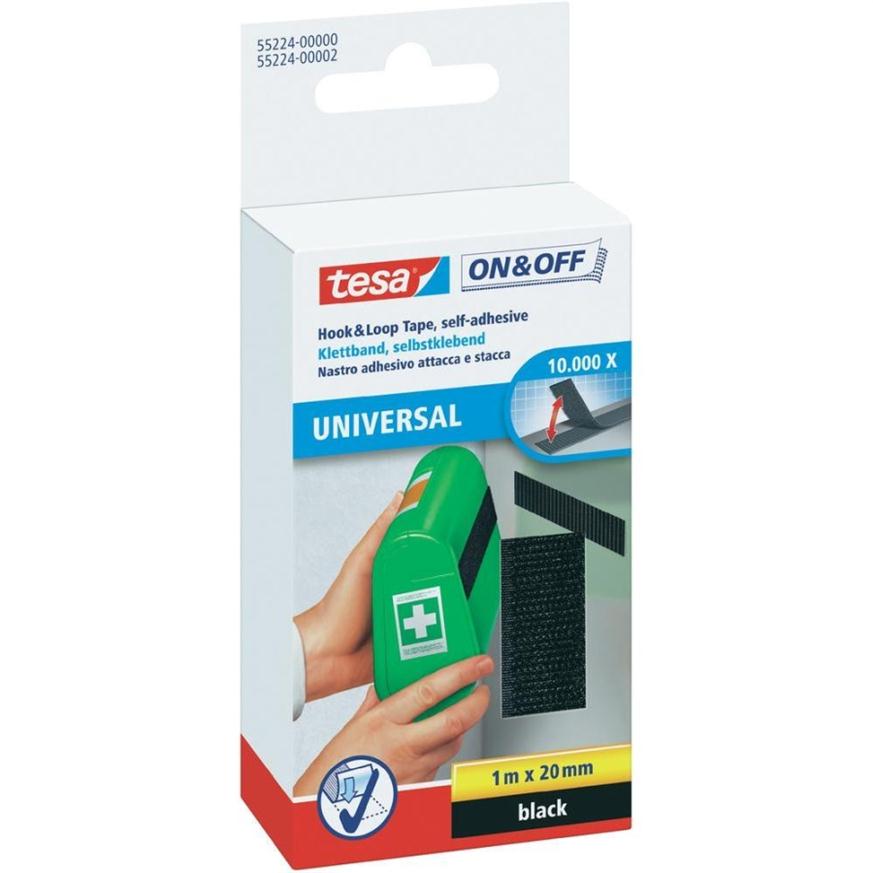 TESA VELCRO TARRANAUHA 1 M, MUSTA