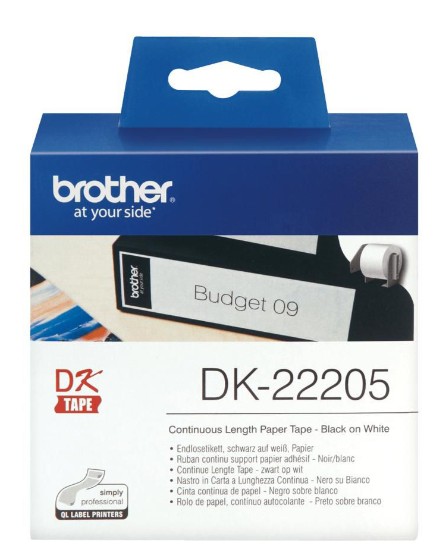 BROTHER QL-SARJA TARRARULLA 62MMx30,5M VALK/MUSTA PAPERI (DK22205)