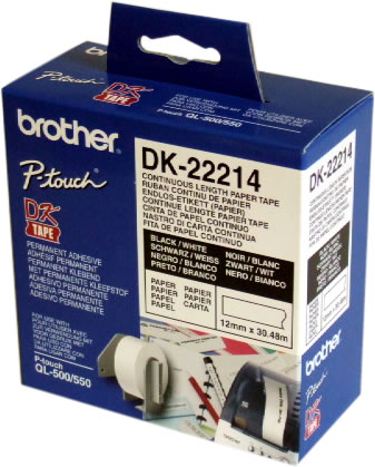 BROTHER QL-SARJA TARRARULLA 12MMx30,5M VALK/MUSTA PAPERI (DK22214)