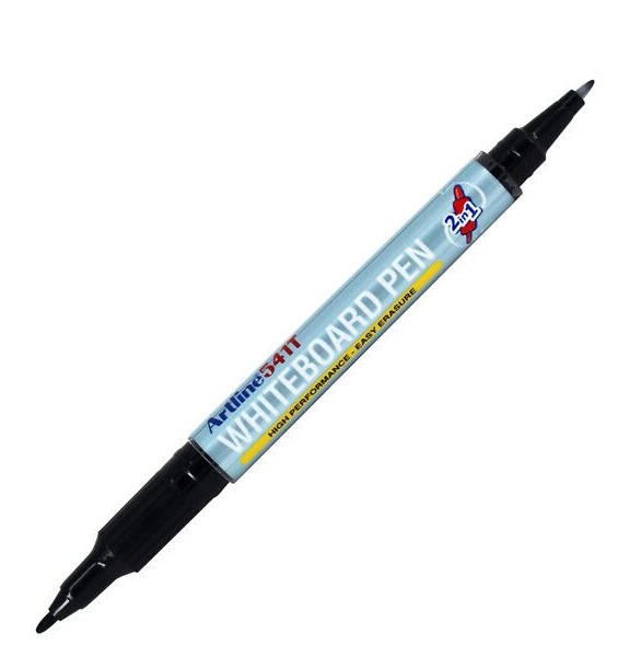 Valkotaulukynä 2-päinen 0,4 mm ja 1 mm musta EK-541T