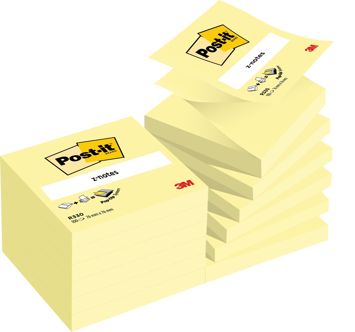 VIESTILAPPU 76X76 MM POST-IT Z-NOTE R-330 KELTAINEN