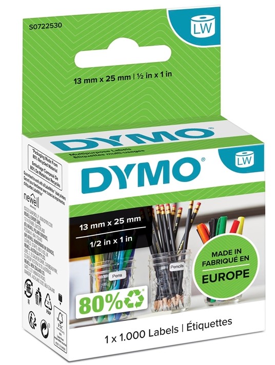 Monikäyttötarra DYMO LabelWriter 25 x 13 mm /1000 kpl