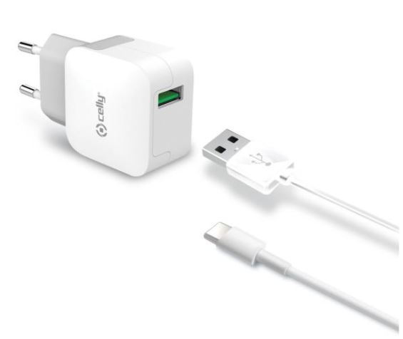 Celly verkkovirtalaturi Turbo 2.4A + USB kaapeli Type-C (TCUSBTYPEC)