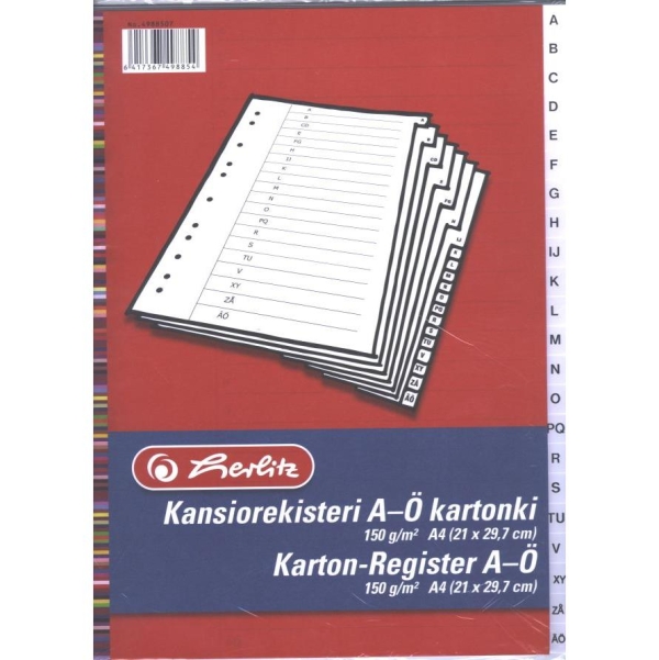 KANSIOREKISTERI A4 A-Ö KARTONKI