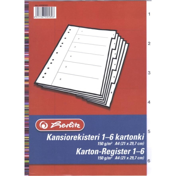 KANSIOREKISTERI A4 1-6 KARTONKI