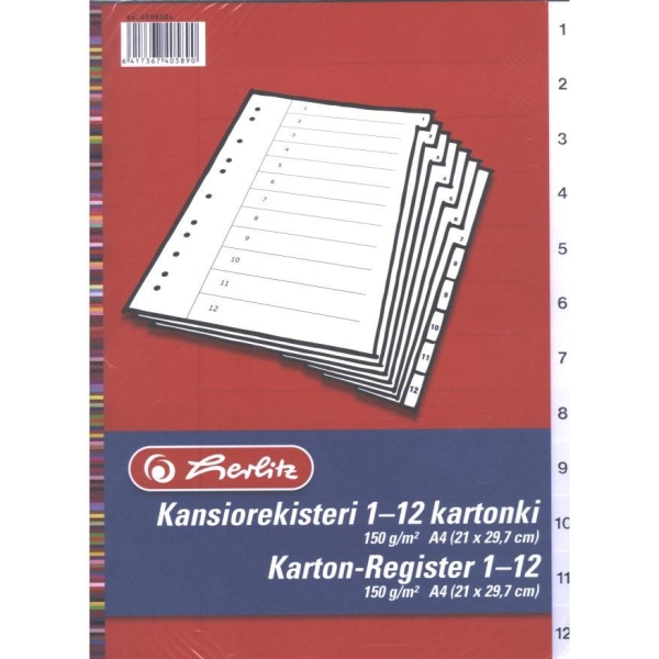 KANSIOREKISTERI A4 1-12 KARTONKI