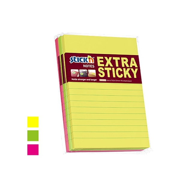 Viestilappu Stick’n Extra Sticky 101x150mm värilaj 3 kpl