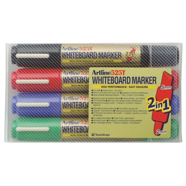 Valkotaulukynä Artline 525T värilajitelma 4 kpl