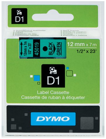 DYMO D1 12MMX7M MUSTA/VIHREÄ (45019)