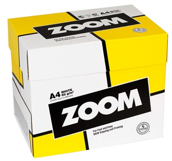Kopiopaperi A4, 80g, Kääreetön, Zoom, 2500 arkkia