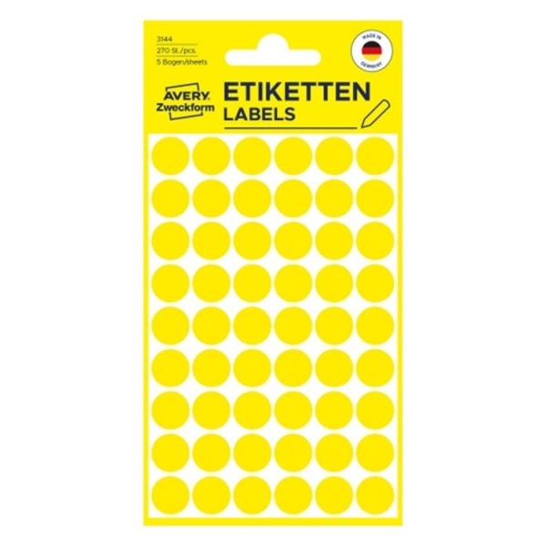 MERKKAUSTARRA KELTAINEN Ø 12MM, 270 TARRAA/PKT