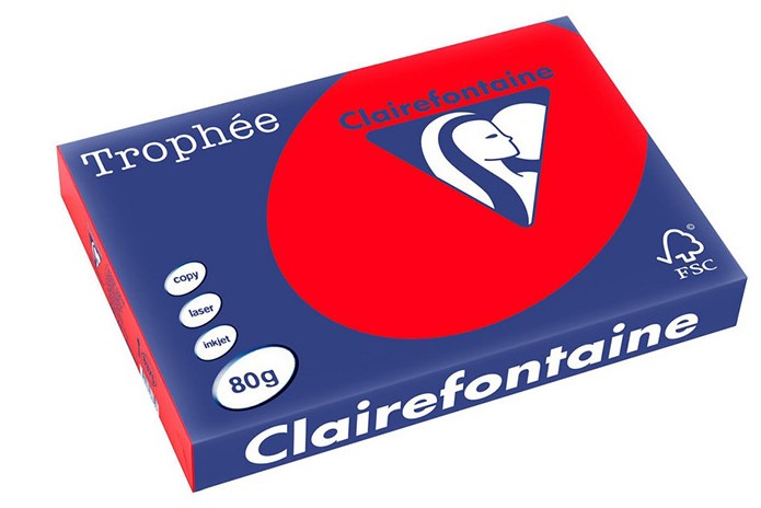 Kopiopaperi A4/80 G punainen, 500 arkkia, Trophee