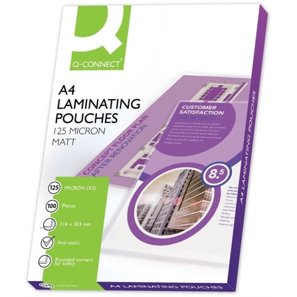 Laminointitasku A4 matta 125 mic/100 kpl Q-Connect