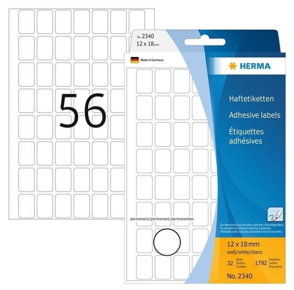 Etiketti permanent 12x18mm 1792 tarraa/32ark, 2340 Herma