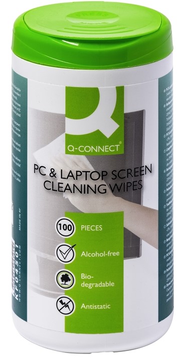 Puhdistusliina näyttö/näppäimistö/100 kpl Q-Connect