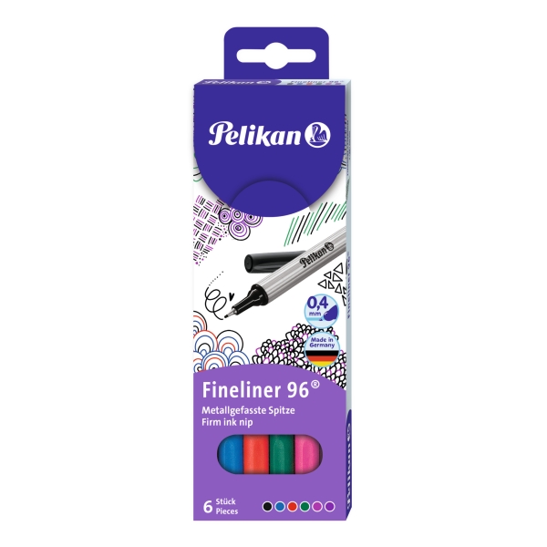 KUITUKÄRKIKYNÄ 0,4 MM 6 KPL VÄRILAJITELMA PELIKAN