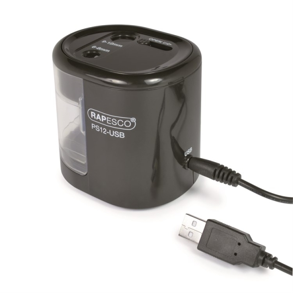 Teroitin USB pöytämalli Rapesco 2- reikäinen musta
