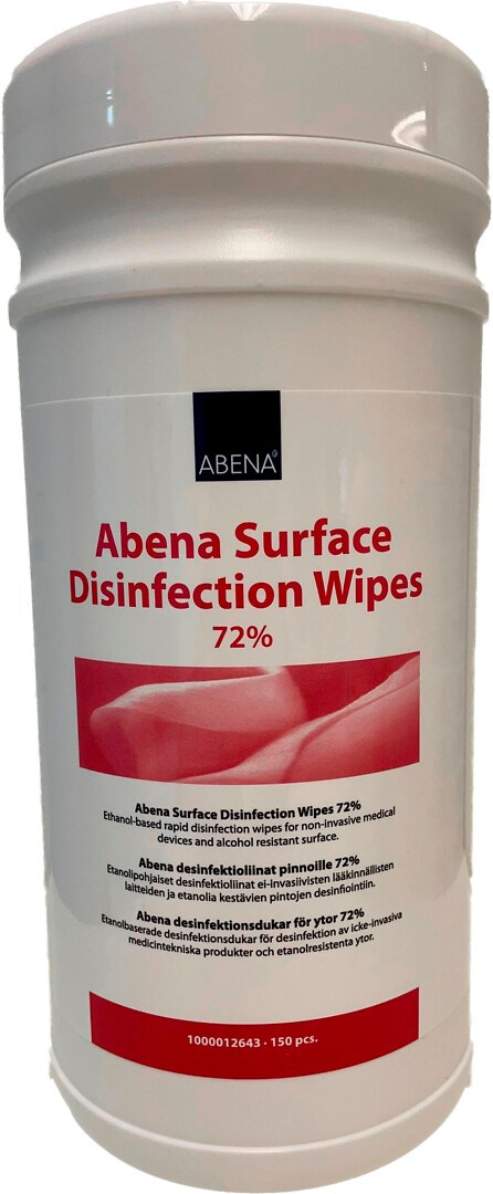 Desinfektiopyyhe pinnoille 20x20cm, 72% 150kpl, Abena