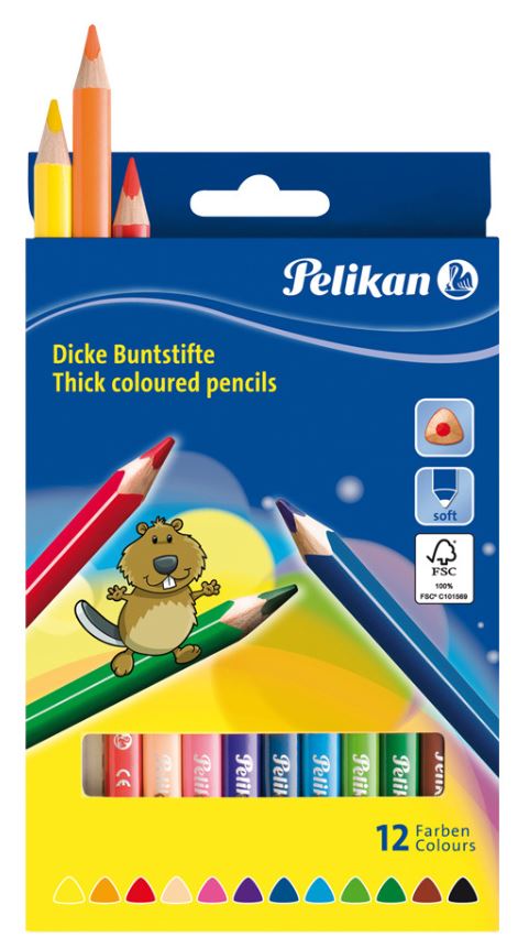 PUUVÄRIT 12 KPL KOLMIKULMA JUMBO PELIKAN