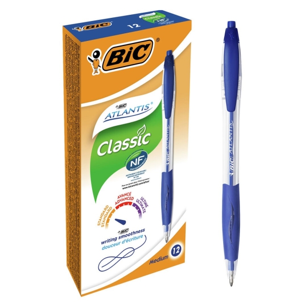 Kuulakynä sininen, medium, 12pak, BIC Atlantis