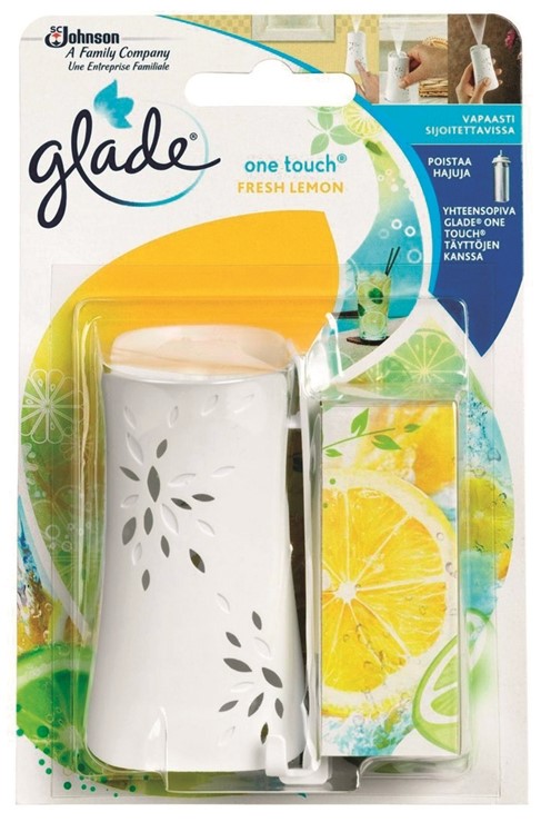 Ilmanraikastin Glade Onetouch painallusteline+pullo