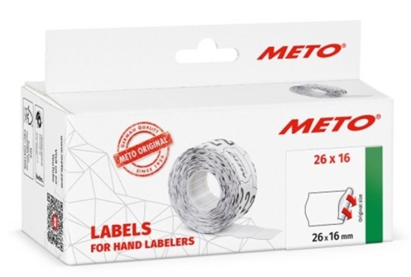 Hinnoitteluetiketti 26×16 mm valkoinen pysyvä /6000 Meto