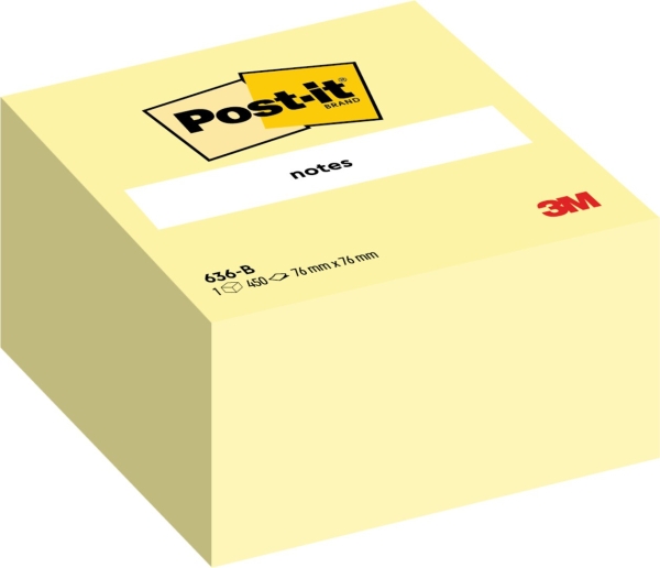 Viestilappukuutio keltainen 76x76mm 450 kpl, 3M Post-it