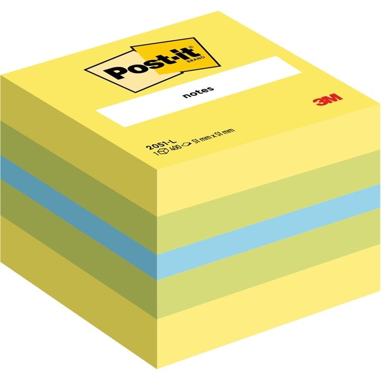 Minikuutio 51x51mm lemon 400lappua, 3M Post-it