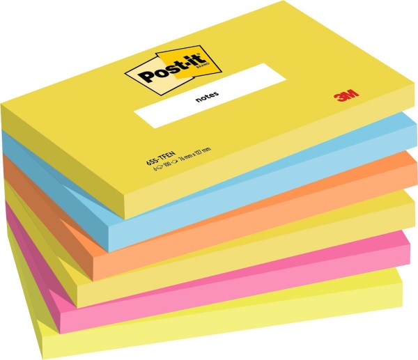 Viestilappu 76x127mm Energetic , 3M Post-it 655, 6x100kpl