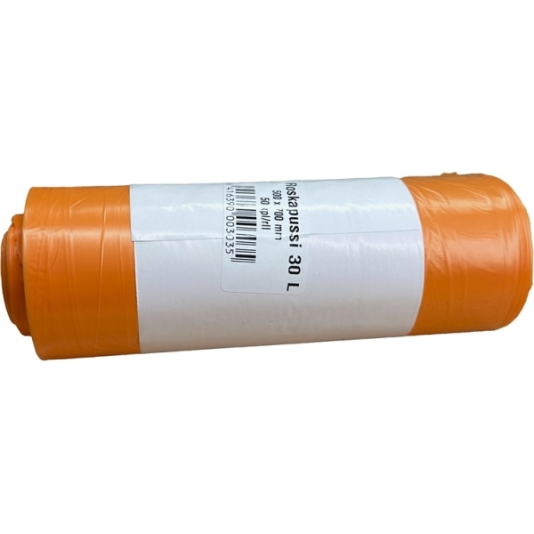 Roskapussi 30L oranssi 50 kpl/rulla, 500x700mm 20mic