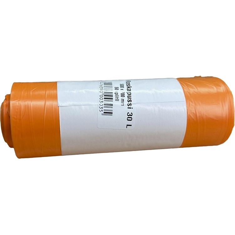 Roskapussi 30L oranssi 50 kpl/rulla, 500x700mm 20mic