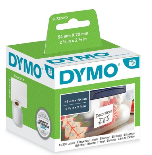 Monikäyttötarra DYMO LabelWriter 54x70mm /320 kpl, valkoinen