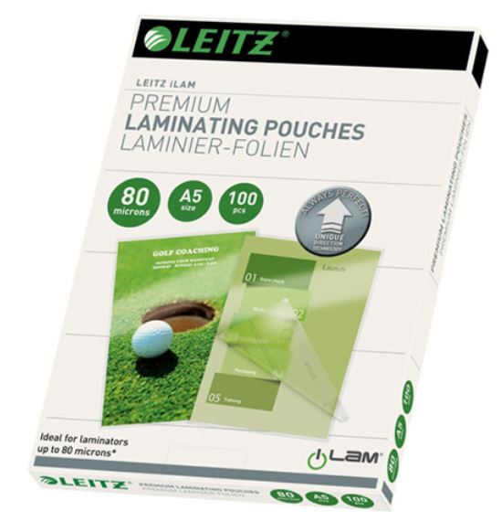 Laminointitasku A5, Leitz, 2x80mic, kirkas, 100pak