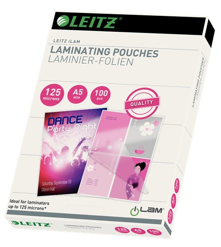 Laminointitasku A5, Leitz, 2x125mic, kirkas, 100pak
