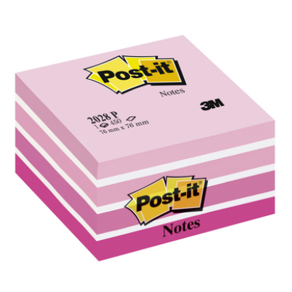 Viestilappukuutio 76x76mm, 450 kpl, pinkki pastelli, 3M Post-it