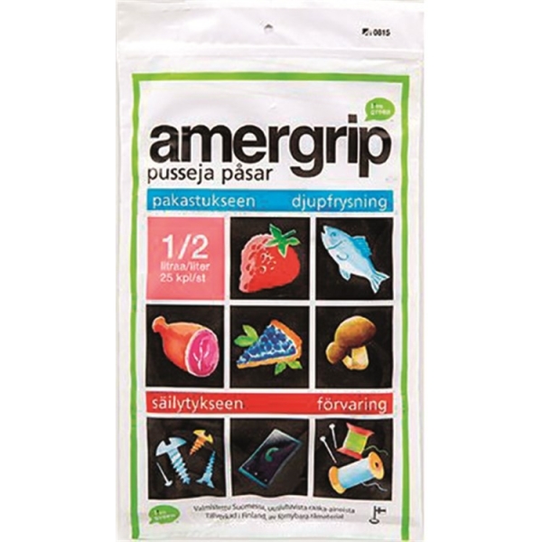 Salpapussi 0,5L, 145x160x0,05 mm, 25 kpl Amergrip